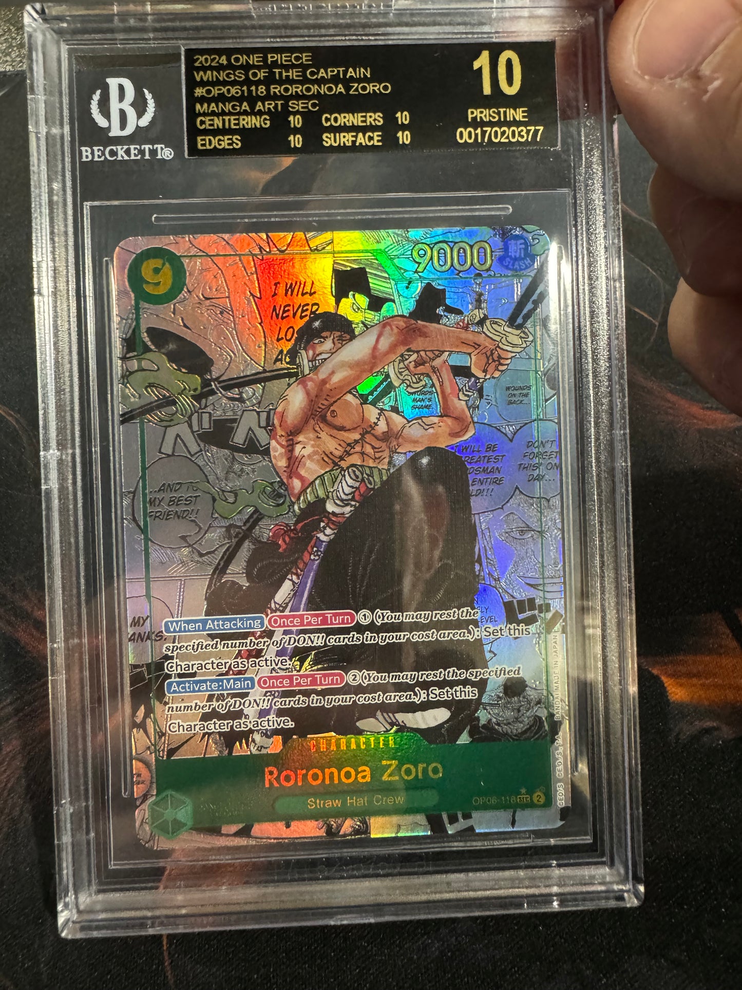 Manga Roronoa Zora Manga Art BGS 10 Pristine Black Label