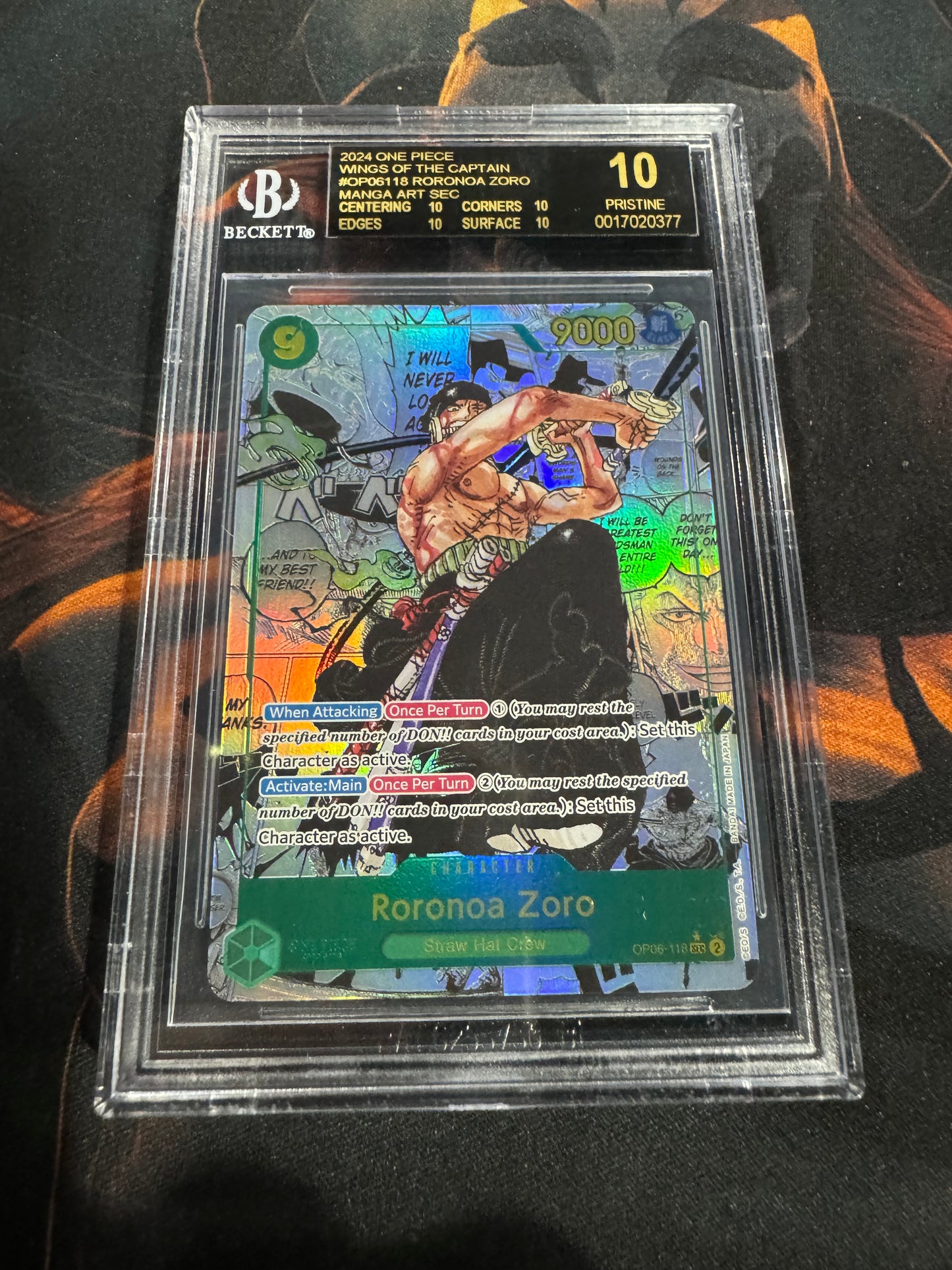 Manga Roronoa Zora Manga Art BGS 10 Pristine Black Label